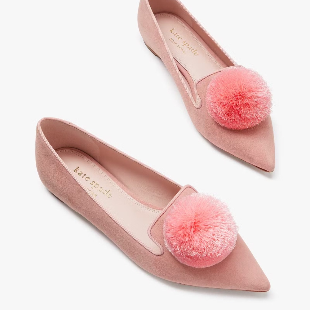 Kate Spade Pink Flats with Pom Pom - Picture 4 of 8